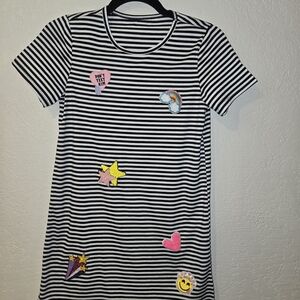 Striped Black and White Kids Casual Dress